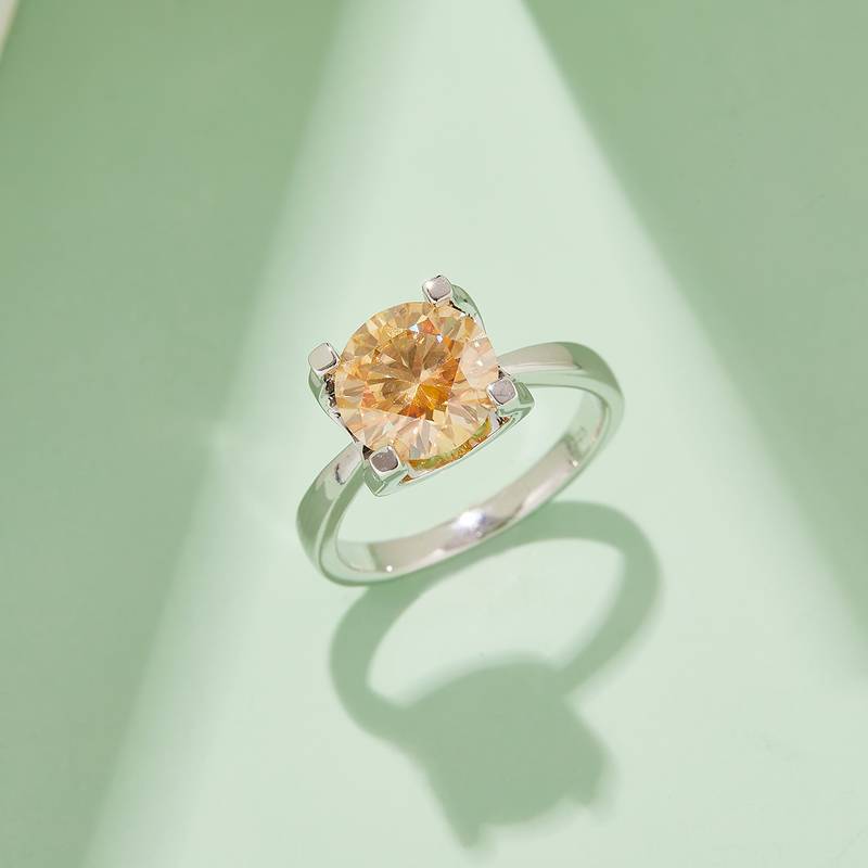 Classic牛头S925银镀白金MoissaniteWomen's Ring3.0ctD级